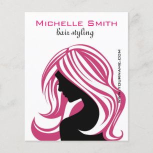Lovely girl with pink hair Hairstyling branding Flyer