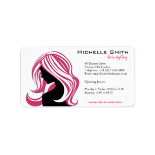 Lovely girl with pink hair Hairstyling branding Label