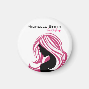 Lovely girl with pink hair Hairstyling branding Magnet