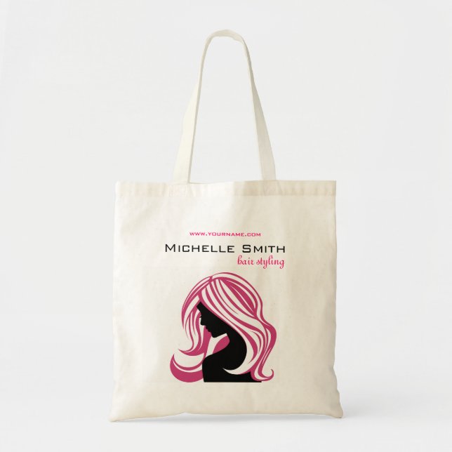 Lovely girl with pink hair Hairstyling branding Tote Bag (Front)