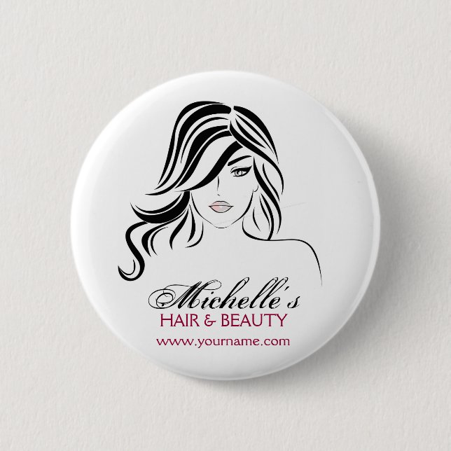 Lovely girl with wavy hair and Makeup Icon 6 Cm Round Badge (Front)