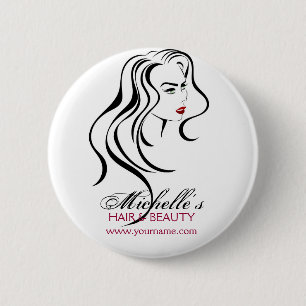 Lovely girl with wavy hair and Makeup Icon 6 Cm Round Badge