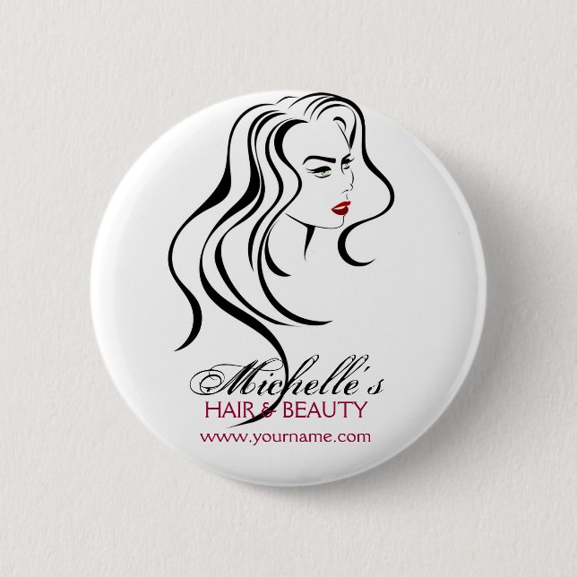 Lovely girl with wavy hair and Makeup Icon 6 Cm Round Badge (Front)