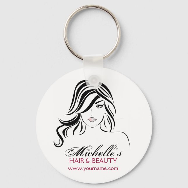 Lovely girl with wavy hair and Makeup Icon Key Ring (Front)
