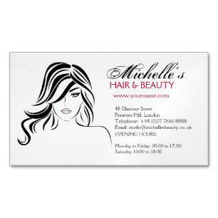Lovely girl with wavy hair and Makeup Icon Magnetic Business Card