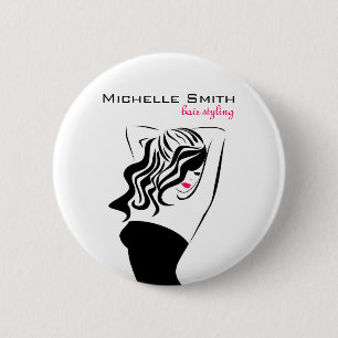 Lovely girl with wavy hair Hairstyling branding 6 Cm Round Badge