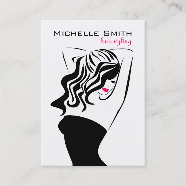 Lovely girl with wavy hair Hairstyling branding Business Card (Front)