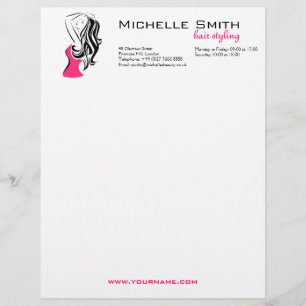 Lovely girl with wavy hair Hairstyling branding Customised Letterhead
