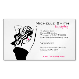 Lovely girl with wavy hair Hairstyling branding Magnetic Business Card