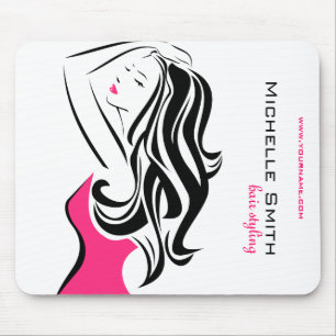 Lovely girl with wavy hair Hairstyling branding Mouse Pad