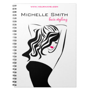 Lovely girl with wavy hair Hairstyling branding Notebook