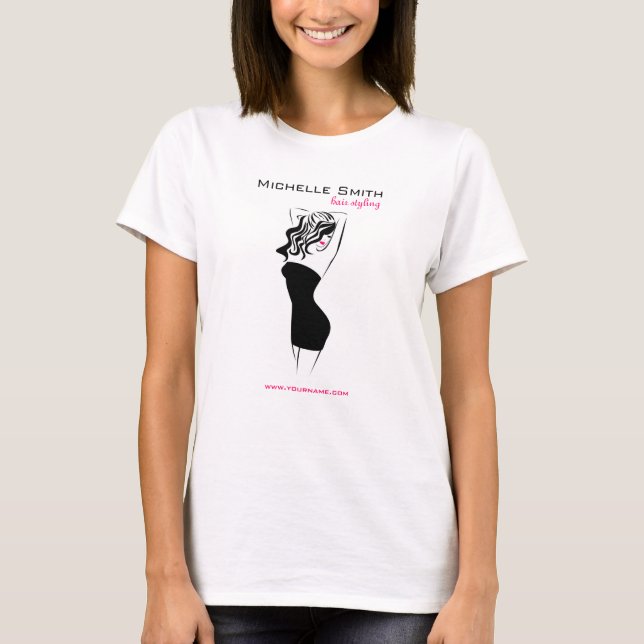 Lovely girl with wavy hair Hairstyling branding T-Shirt (Front)