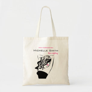 Lovely girl with wavy hair Hairstyling branding Tote Bag