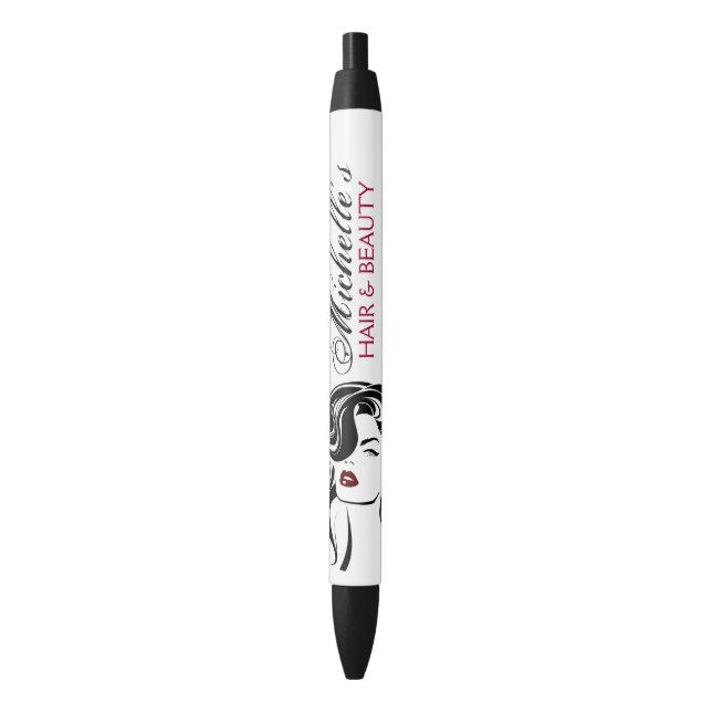 Lovely girl with wavy hair Makeup Icon Black Ink Pen (Front Vertical)