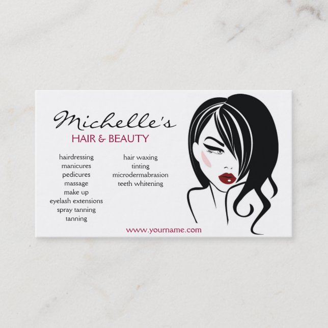 Lovely girl with wavy hair Makeup Icon Business Card (Front)