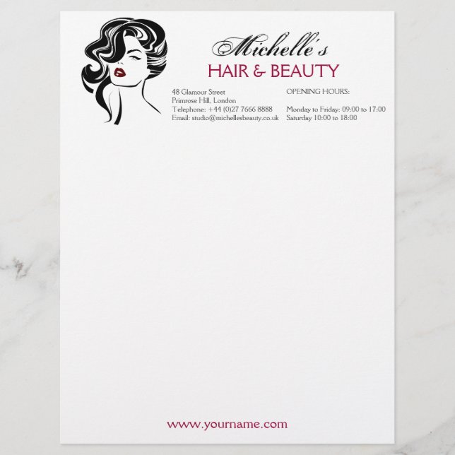 Lovely girl with wavy hair Makeup Icon Custom Letterhead (Front)