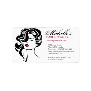 Lovely girl with wavy hair Makeup Icon Label