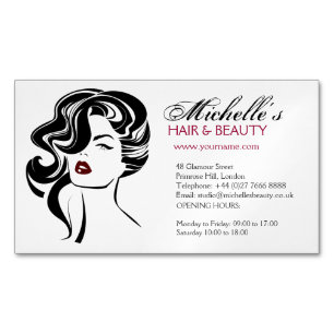 Lovely girl with wavy hair Makeup Icon Magnetic Business Card