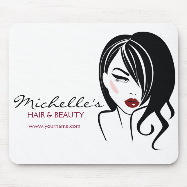 Lovely girl with wavy hair Makeup Icon Mouse Pad (Front)