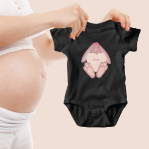 Lovely Girly Bunny Pastel Pink With Heart Baby Bodysuit