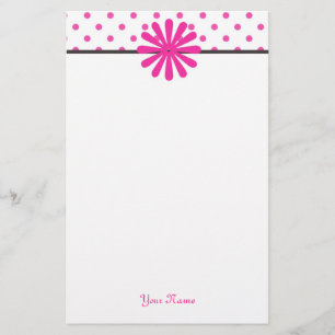 Lovely, girly pink polka dots custom personalise stationery