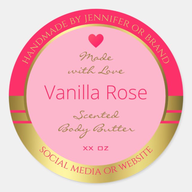 Lovely Girly Product Packaging Label Pink and Gold (Front)