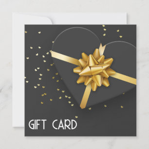 Lovely Gold Bow Black Heart Gift Box Gift Card