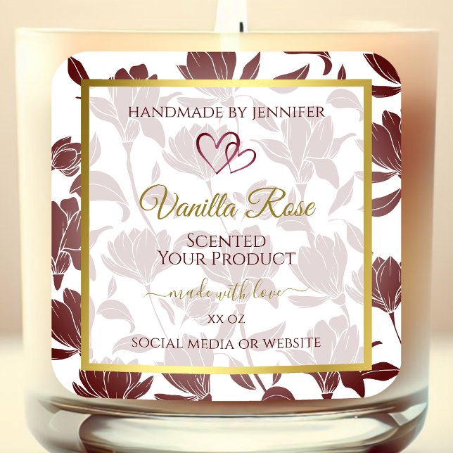 Lovely Gold Maroon Coloured Floral Product Labels (Creator Uploaded)