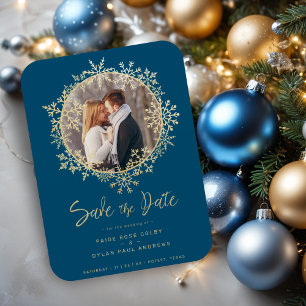 Lovely Gold Snowflakes Wreath Photo Frame Wedding  Magnet