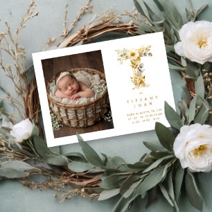 Lovely Gold T Initial with Romantic Floral Design