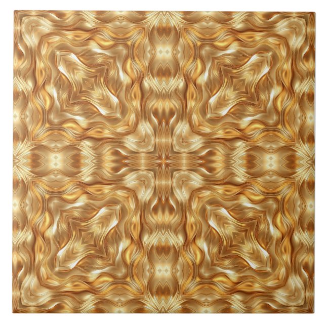 Lovely golden abstract pattern ceramic tile (Front)