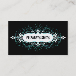 Lovely Gothic Business Card Teal/Black