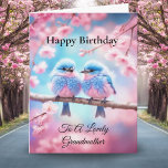 Lovely Grandmother Fluffy Bluebirds Birthday Card<br><div class="desc">This one-of-a-kind birthday card for your Grandmother features AI artwork of delightful pink and blue fluffy songbirds perched upon a delicate cherry blossom tree branch. This charming design is visually captivating and incredibly versatile,  perfect for celebrating birthdays,  Mother's Day,  thank you notes,  or thinking of you.</div>