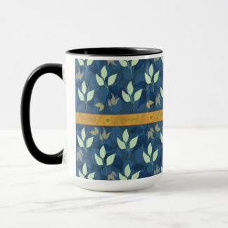 Lovely Green and Blue Leafy Pattern Mug
