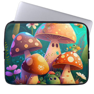 Lovely green cute baby muchrooms laptop sleeve