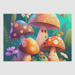 Lovely green cute baby muchrooms    tissue paper