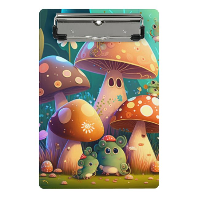 Lovely green cute baby mushrooms       mini clipboard (Front)