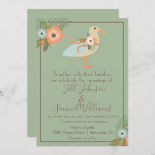 Lovely Green Elegant Bird Wedding Invitation