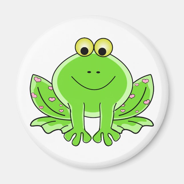 Lovely Green Frog with Hearts Magnet (Front)