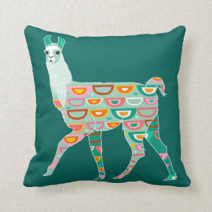 Lovely Green Llama - Throw Pillow