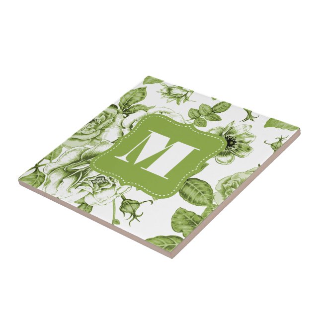 Lovely Green Roses Ceramic Tile (Side)