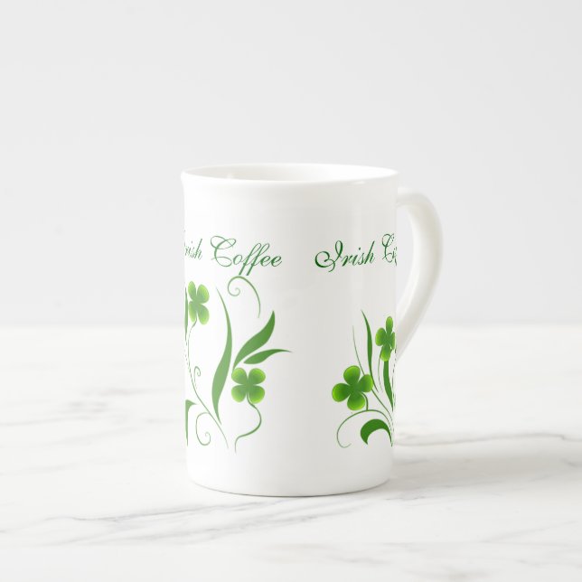 Lovely Green Shamrocks Irish Coffee Mug (Front Right)