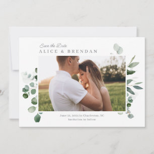 Lovely Greenery Wedding Save The Date Card