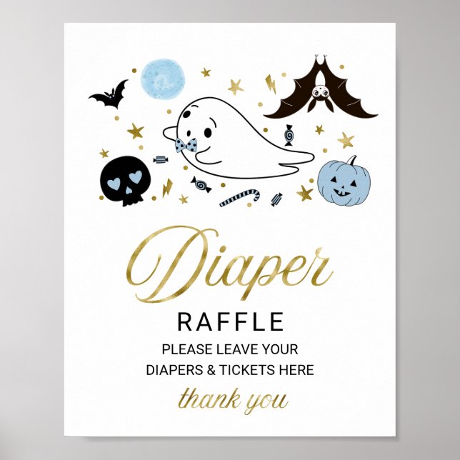 Lovely Halloween Baby Shower Diaper Raffle Sign (Front)