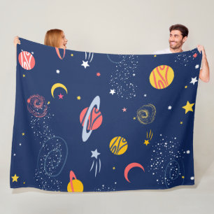 Lovely Hand Drawn Galaxy Background Pattern Fleece Blanket