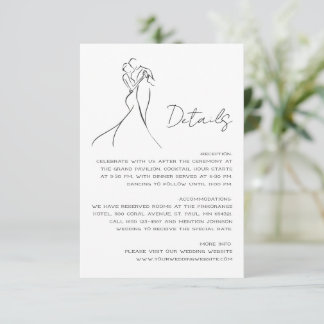Lovely Hand Drawn Modern Wedding Details Enclosure Card