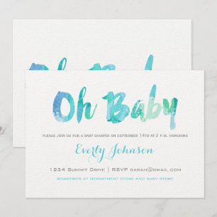 Lovely Hand Lettered Baby Boy Shower Invitation