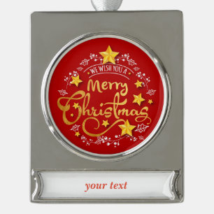 Lovely Hand Lettering Silver Plated Banner Ornament