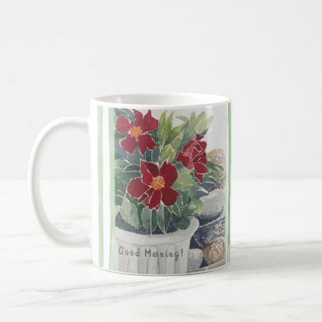 LOVELY HAND PAINTED WATERCOLOR FLOWERS  COFFEE MUG (Left)