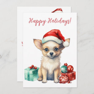 Lovely Happy Holidays Chihuahua Watercolor Cards